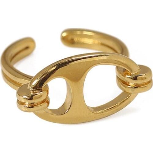 New Product Personality Simple Pig Nose Index Finger Ring Ins Cold Wind Retro Oval Opening Ring Female Jewelry Gift