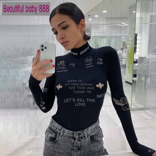 Meqeiss Autumn High Street Casual Turtleneck Long Sleeve Bodysuits For Women 2021 Basic Fashionable Y2K Skinny Bodysuit Female