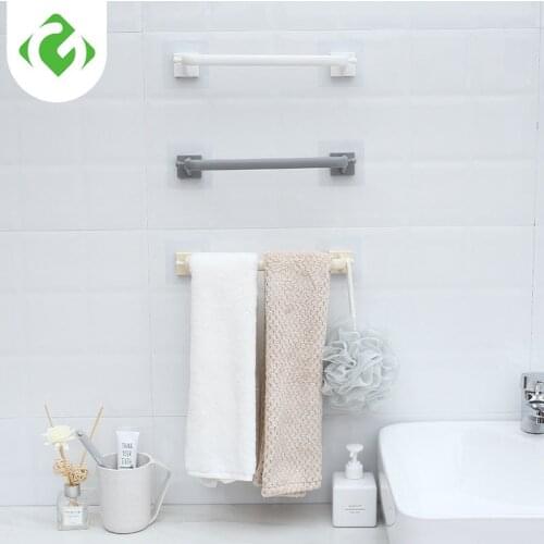 Paste-free perforated Towel Bar Plastic Bathroom Storage single bar towel rack towel rack kitchen Storage Hook self-adhesive