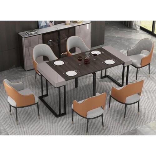 Rock plate telescopic dining table modern simple folding dining table chair combination household