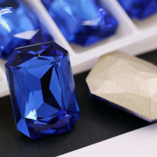 High quality Light blue Rectangular octagonal shape pointback crystal strass glass rhinestones diy clothing Accessories
