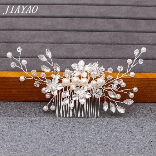 Rhinestone Pearl Flower Hair Comb Hair Accessories For Women Bridal Comb Jewelry Headband Ornament Wedding Accessories Headpiece