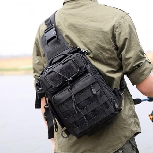 Fishing Tackle Bag Multifunction Waterproof Nylon Single Shoulder Backpack Hand Chest Bag Outdoor Camping Hiking Hunting X142G