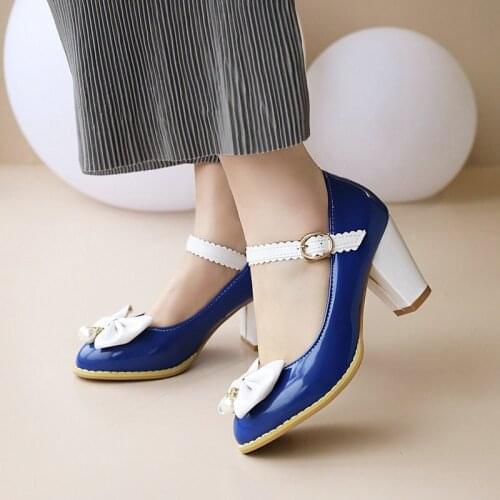 LDHZXC Patent Leather High Heels Women New Sexy Bride Party Round Toe Single Shoes Square High Heels Pumps Women Pumps