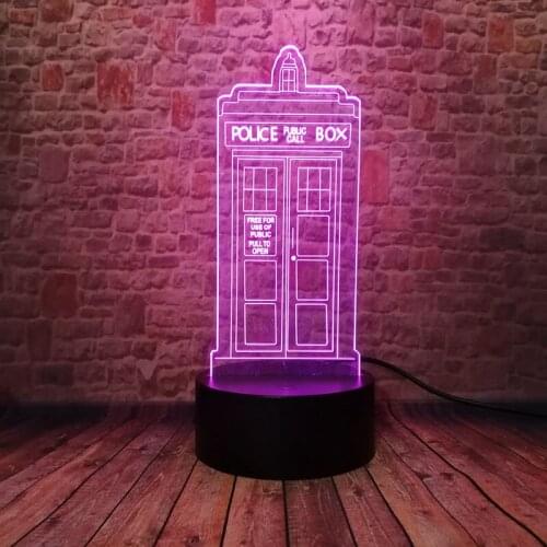 Flash 3D Illusion Led Lamp Colorful Flashing Sleeping Nightlight Tardis Model Doctor Who action & toy figures
