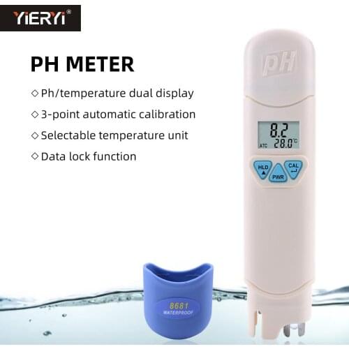 Yieryi Portable AZ8681 Pen Type Acidity Meter Waterproof Pen Temperature Tester Aquarists Electronic Water Quality Analyzer