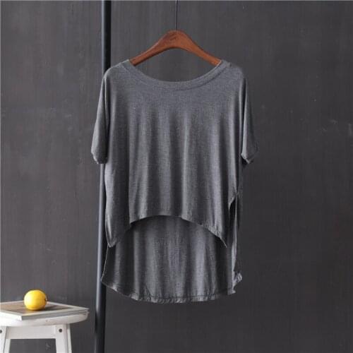 High Waist Modal Solid Women T-shirts Summer New Slash Neck Loose Batwing Sleeved Casual All Match Female Pulls Tops