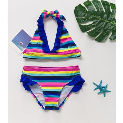2020 summer Girl Swimsuit Two Pieces Childrens Swimwear Swim Suits Children Split Hollow Bikini Sets Bathing Suit
