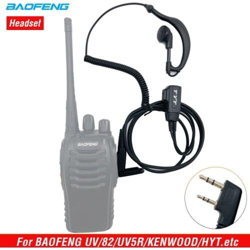 100% Original 2Pin PTT Earpiece PTT Headset with Microphone Walkie Talkie for BF-888s UV-5R UV-82 KENWOOD HYT Two-way Radio