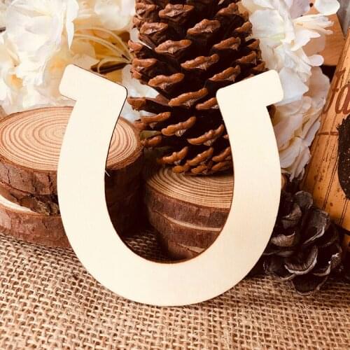 48pcs Horse Shoe Shaped Wood Cutout, Shabby Rustic Farm Decoration, Gift Tag Ornaments, Wedding Decoration