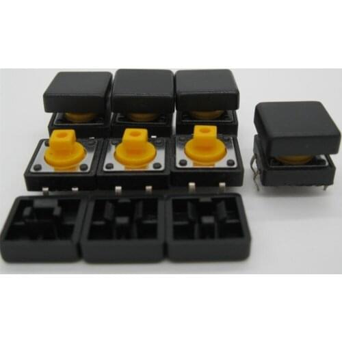 60PCS B3F-4055 Tactile Touch Push Button Switch Momentary 12*12*7.3MM tact Micro switch button + 60PCS black colors Tact Cap