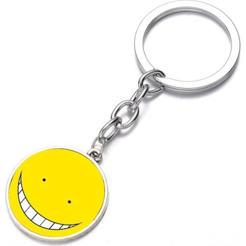 Anime Ansatsu Kyoushitsu Keychain Bronze Silver black Glass Dome Key Chain Bag Charm necklace Keyring Holder Kids boy girl Gift