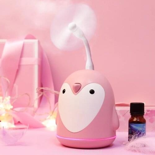 Xiaomi Cartoon Penguin Aroma Humidifier Home Office Mini Fan Sprayer USB Colorful Night Lights Air Purifier Creative Gift