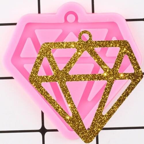 Shiny Diamond Silicone Resin Mold Epoxy Craft Keychain Moulds Polymer Clay DIY Jewelry Making Molds Handmade Charms Mould