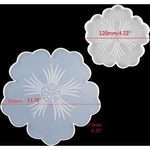 Large Flower Shape Resin Coaster Molds DIY Silicone Tray for fruit Cup Geode Agate Platter Epoxy Resin Molds Art Crafts