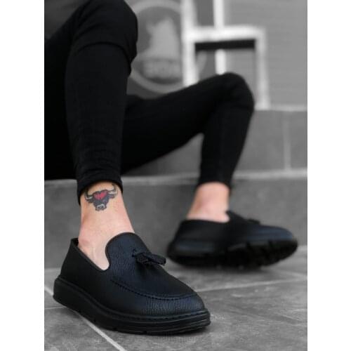 BOA Casual Male Shoes Matte Black Step-in High Bottom Tassels Original Design Classic Fashion Male Footwear Summery BA0005