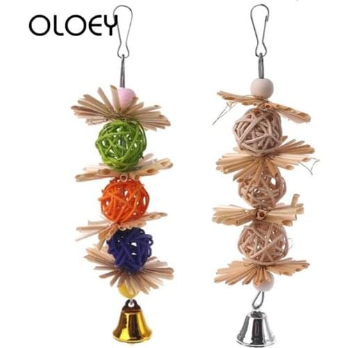 Wood Parrot Sepak Takraw Toys Suspension Hanging Bridge Chain Pet Bird Parrot Chew Swing Toys Bird Cage Decoration Supplies