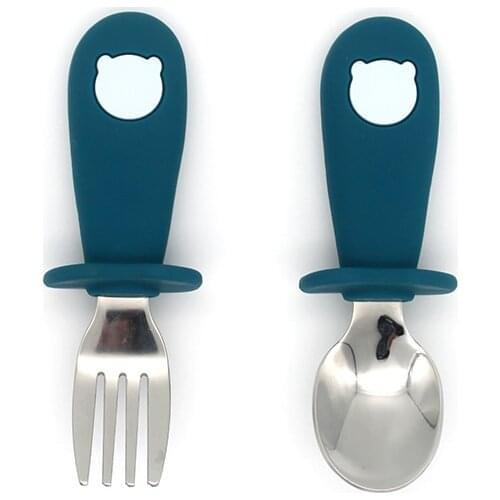 Baby Gadgets Tableware Set Children Utensil Stainless Steel Toddler Dinnerware Cutlery Cartoon Infant Food Feeding Spoon Fork