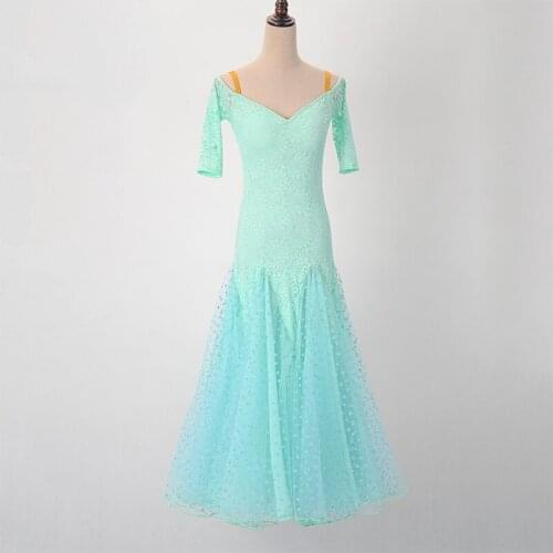 Elegant Ballroom Dance Competition Dresses Woman Lace Standard Dance Tango Waltz Practice Clothing Flamenco Dance Wear DL6528