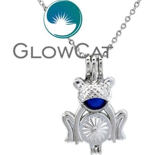 GLOWCAT KK667 Summer Animal Frog Beads Cage Essential Oil Diffuser Aroma Pearl Cage Locket Necklace Kids Girl Jewelry