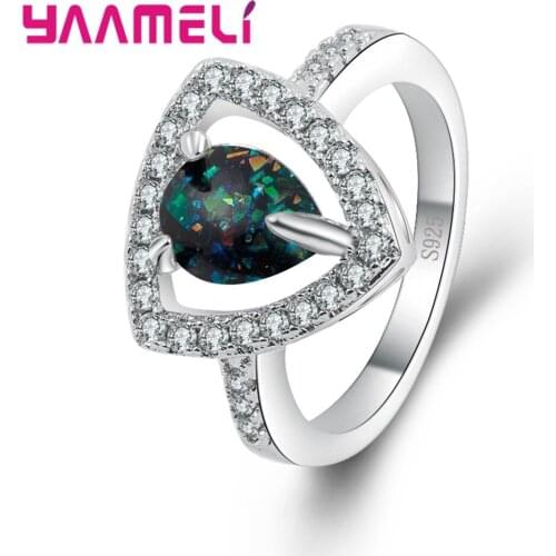 Forever Love 5 Color Classic Triangle Wedding Band Rings 925 Sterling Silver 3 Prong Round Sparkling AAA CZ Rings