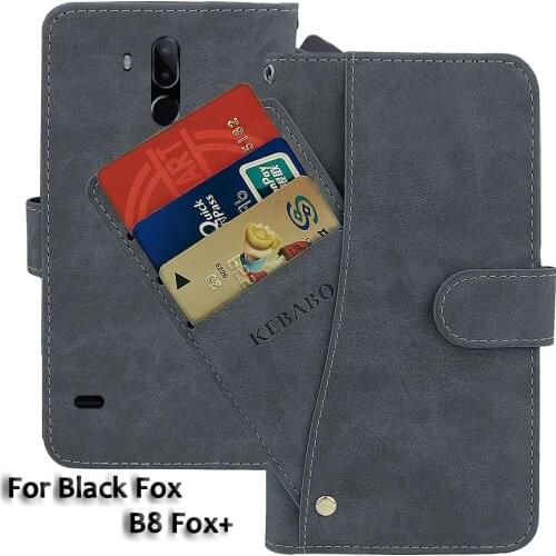 Leather Wallet Black Fox B8 Fox+ Case 6.08" Flip Fashion Luxury Front Card Slots Cases Cover Business Magnetic Phone Bags
