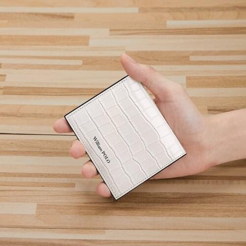 Leather wallet ultra-thin for ladies, short, multi-function, small purse, zipper wallet for ladies, simple and ultra-thin RFID