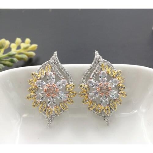 Lanyika Fashion Jewelry Exquisite Graceful Flower Earrings Full Micro inlay Micro Plated Banquet Popular Best Gift