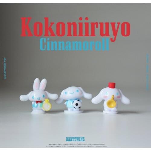 Kawaii Cinnamoroll Dogs Anime Action Figure Mini Model Toys Kick a Ball and Blow a Trumpet Posture Cute Ornaments Toys Gifts