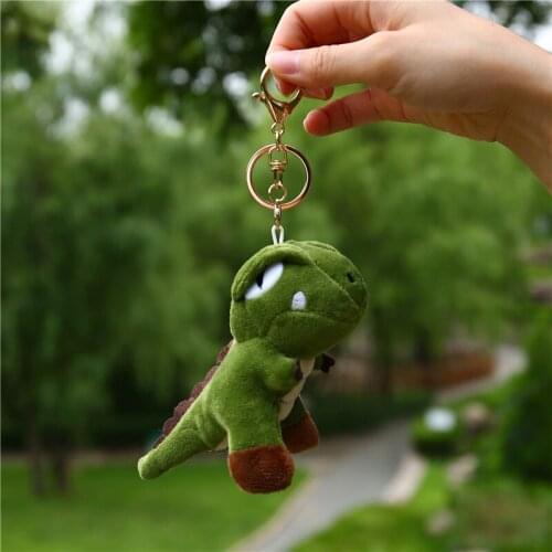 Mini cartoon interesting dinosaur pendant cute and cute Tyrannosauru kawaii keychain plush toy doll bag ornament Car accessories