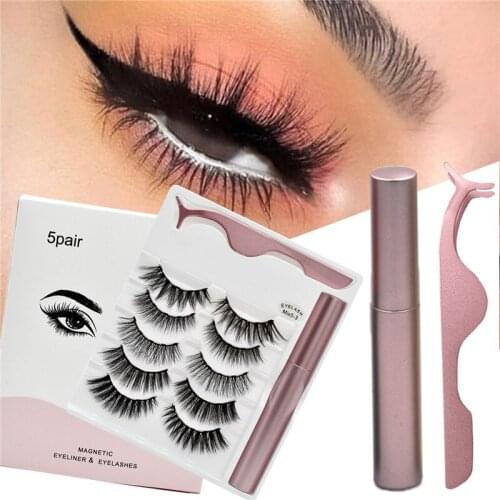 3D Magnetic Eyelashes Eyeliner Set Long Lasting False Mink Waterproof Eye Lashes Extension Reusable Beauty Make Up Tool TSLM1