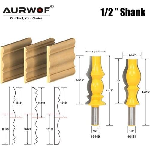 LAVIE 2pcs 12mm 1/2" Large Reversible Crown Molding Router Bit Set Armrest Line Groove Milling Cutters for Wood Working MC03050