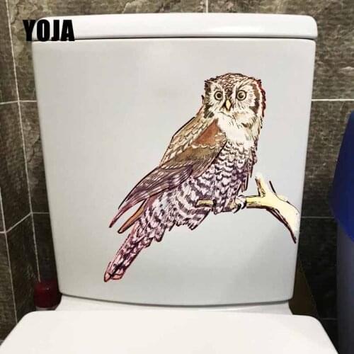 YOJA 20.5X21.1CM Wall Sticker Intereting Owl Animal Toilet Decal Living Room Home Decor T5-0497