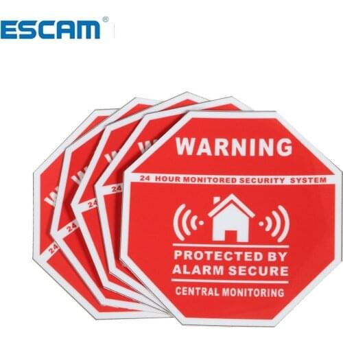 ESCAM 5Pcs Home House Alarm Security Stickers / Decals Signs for Windows & Doors New