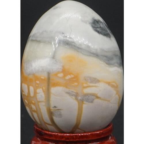 30x40MM Natural Stone Picasso Jasper Sphere Egg Healing Reiki Crafts Stone Massage Finger Exercise