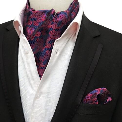2020 New Fashion Ascot Set for Wedding Party Men Formal Scarf Sets with Handkerchief
