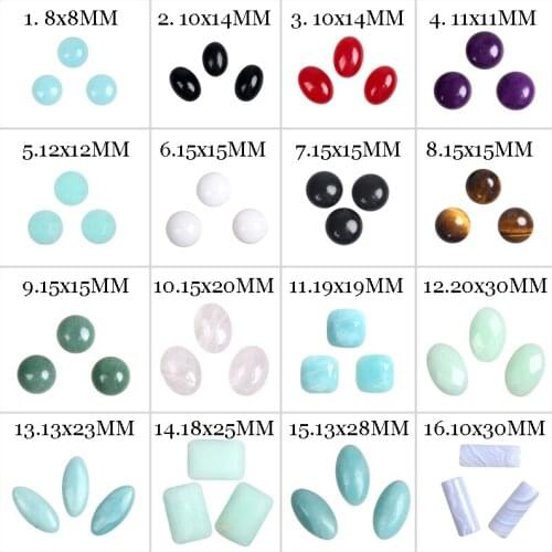 New Arrival Round Oval Square Natural Stone Ring Surface Beads Pick Size and Color For Jewelry Making S1