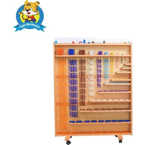 Professional montessori material wooden educational toy mathematics Set of beads and cabinet
