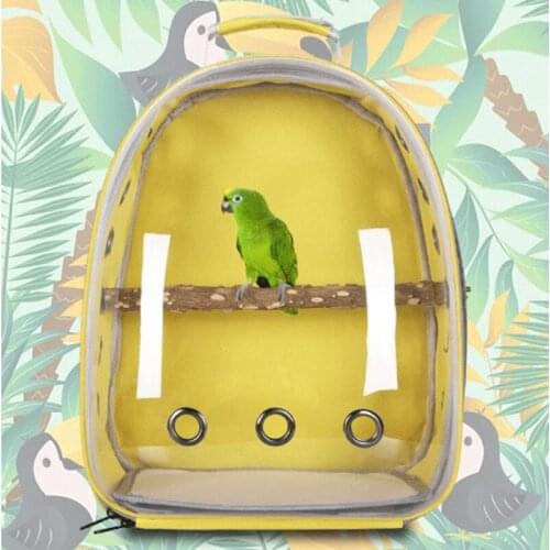 Bird Parrot Backpack Carrier Transparent Travel Bag with Perch Stand for Parakeets Cockatiels Conures Small Medium Birds Cage