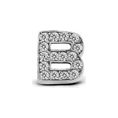 Argentum Concept- B Letter Studded Silver Single Earrings-K076901