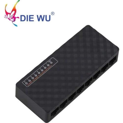 Network Switch 8 Ports 10/100Mbps Fast Ethernet RJ45 Switcher Lan Hub MDI Full/Half duplex exchange AC Prower Adapter