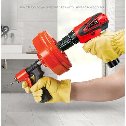 Pipe Cleaner Drain Cleaning Machine Chargable Drill 12.6-40MM 7.6M Electric Manual Toilet Dredging Machine