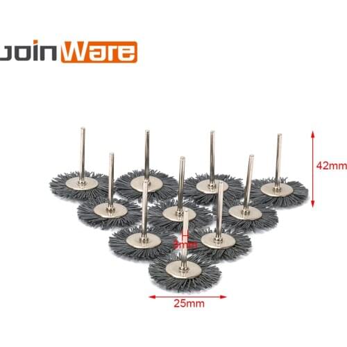 10Pcs T-shaped Nylon Abrasive Polishing Wheel Brushes Set For Engraving Wood Buffing Rotary Tool Accessories With 3MM 1/8" Shank