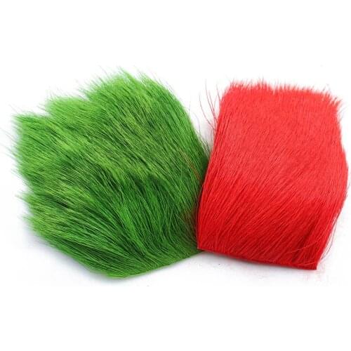 Tigofly 2 pcs/lot Red Green Elk Body Hair Long Thick Fur 6cmX6cm Dry Flies Muddlers Caddis Fly Fishing Tying Materials