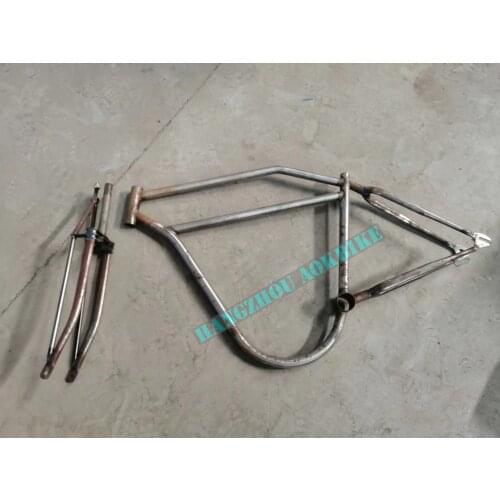 Retro Bike Frame 26x4.0 Tire Leaf Fork Modified Bike Project Motor Gas Chopper Vintage Unique Supplier Classic Bike Frameset