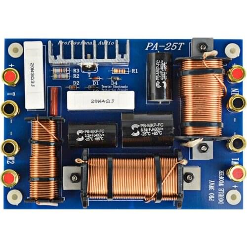 1Pcs 1200W Audio Speaker 2 Way Frequency Divider Dual Bass Tweeter 2 Unit Crossover Filter Professional KTV Stage Sound