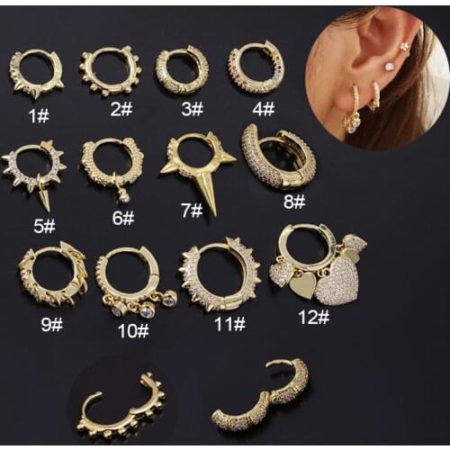 1PC New Rainbow CZ Ear Bone Gold Earring Hoops for Women Tragus Nose Rings Daith Conch Rook Snug Ear Jewelry Ear Buckles