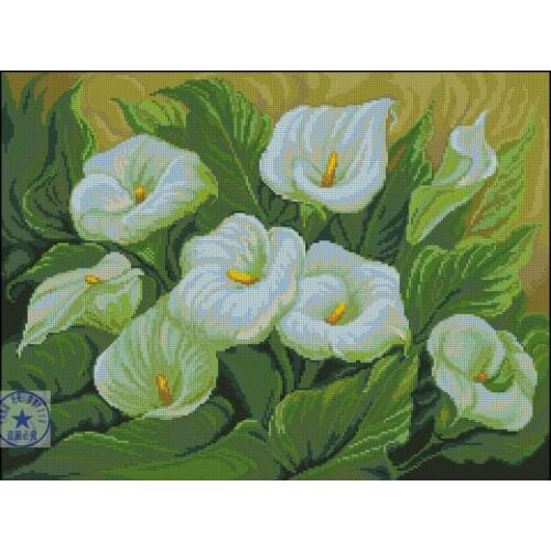 14/16/18/27/28 High Quality Lovely Counted Cross Stitch Kit White Calla Lilies Lily Flower Flowers Bouquet