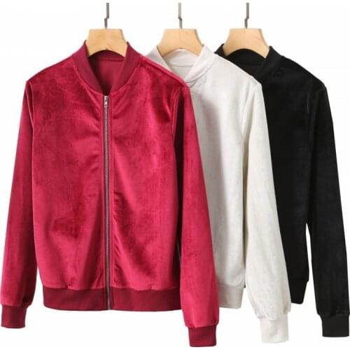 2021 XXL Spring and Autumn Fashion WOMENS Top Large Size Casual Velvet Baseball Uniform Woman Jacket Short Black White Red