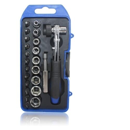 23pcs Positive and negative ratchet screwdriver 90degree Right-angle batch bender bend head 1/4 socket spanner
